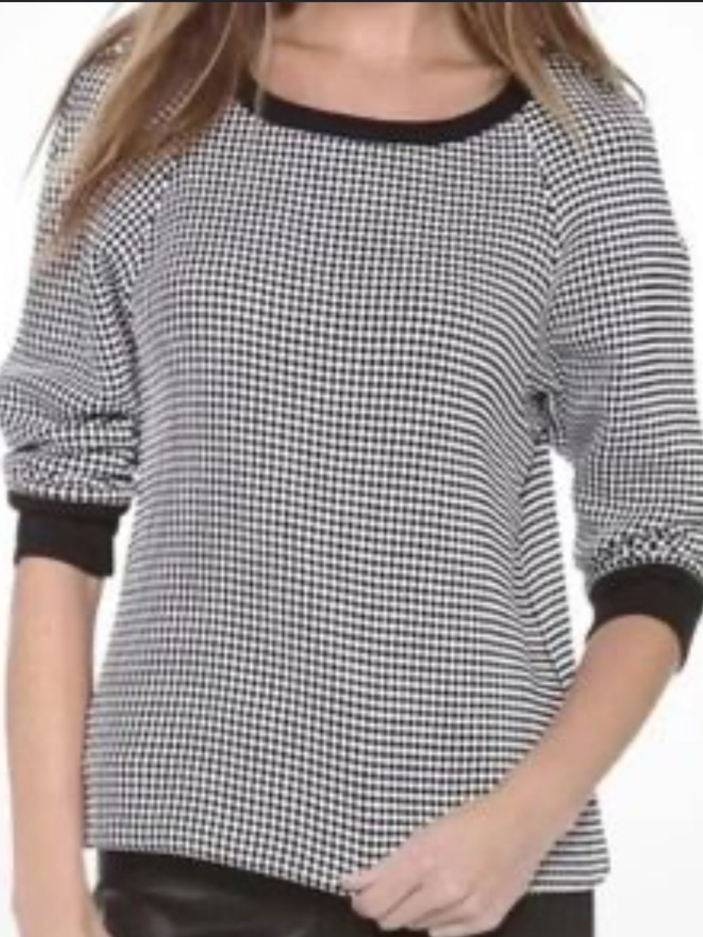 L'AGENCE Black and White Crewneck Sweater